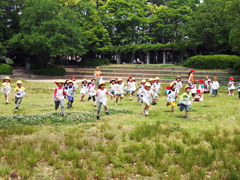 公園でかけっこ